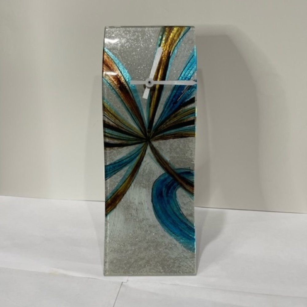 AngelStar Cozenza Collection Metallic White Blue Brown Desk Easel Clock-11.5"